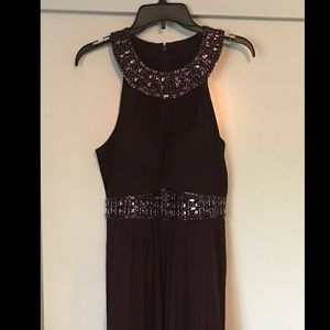 Full length plum formal gown